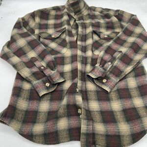 NK RANCH Red Beige FLANNEL LONG SLEEVE SHIRT MEDIUM